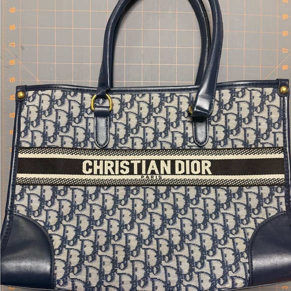 Dior Handbags - Dior Navy Monogram Tote Bag